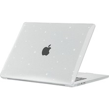 Rafta Apple Macbook Air 15INÇ 2024 M3 M2 A3114 A2941 ile Uyumlu Kılıf Simli Ön Arka Kapak Renksiz