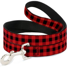 Rafta Buckle-Down Köpek Tasması, Manda Desenli, 1,8 M, 3,8 cm Genişliğinde, Siyah/kırmızı