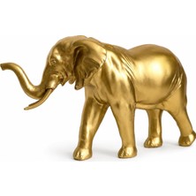 Rafta Fil Biblo Gold Detaylı Dekoratif Fil Heykeli Sanatsal Obje El Yapımı El Boyama Feng Shui Uyumlu Premium Obje Dayanıklı Polyester Salon Ofis Masa Raf Ev Dekorasyonu Için Hediyelik Biblo