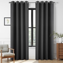 Rafta Joydeco Karartma Perdeleri 200 cm Uzunluk 2 Panel Seti, Isı Yalıtımlı Uzun Perde ve Perdeler 2 Burg, Oturma Odası Yatak Odası Penceresi Için Oda Karartma Gromet Gri Perdeler (G132 x U 201 Cm, Koyu