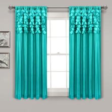 Rafta Lush Decor, 160 cm x 137 cm Turkuaz Daire Rüya Pencere Perdeleri Panel Seti Oturma, Yemek Odası, Yatak Odası (Çift)