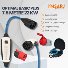Nrgkick 22KW 32A Optimal Basic Plus 7.5m Taşınabilir Elektrikli Araç Şarj Cihazı Seti (Wifi+Bluetooth / 5X32A Eğik Duvar Prizli)