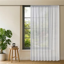 Rafta Gauze Fabric Design Lüks Ipeksi Dokulu Bambu Kırışmaz Ütü Gerektirmez Optik Beyaz 200X260 Pilesiz (1 x 1) Yüksek Kaliteli Tül Perde