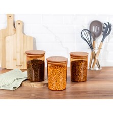 Rafta Madame Coco Yuviera 900ML Ahşap Kapaklı Saklama Kabı 3'lü
