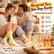 Lissa Butik Premium Kalite Unisex Batik Desenli Çorap 6'lı Set Pamuklu Renkli Uzun Soket Dikişsiz Nefes Alan