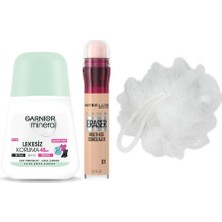 Rafta Maybelline New York Instant Anti Age Eraser Kapatıcı, 01 Light, 6.8 ml & Mineral Lekesiz Koruma Roll-On Deodorant & Duş Lifi Hediyesi