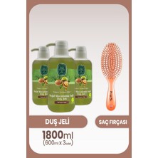 Rafta Eyüp Sabri Tuncer Macadamia Yağlı Duş Jeli 600 ml x 3 Adet ve Saç Fırçası