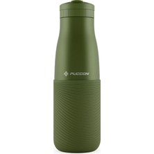 Rafta Puccon Haki 500 ml Paslanmaz Çelik Termos - Silikon Kaplı (Dalga) Okul, Günlük, Kamp - 50022