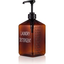 Rafta Arvale Laundry Detergent Yazılı Cam 1200 ml Pompalı Deterjan Kutusu, Çamaşır Odası ve Banyo Düzenleyici Organizer