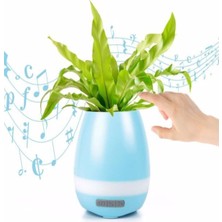 Rafta Ultratekno Akıllı Saksı Bluetooth Hoparlör Dokunmatik Işıklı Gece Lambası Mp3 Çalar(Mavi)