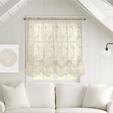 Rafta Loft Lıvıng Louis Işlemeli Çiçekli Dantel Pencere Balon Perde Paneli 140 cm x 160 cm Fildişi