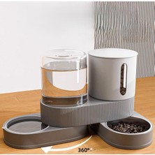 Rafta Hesperus 360° Döner Kedi Köpek Mama ve Su Kabı | 2'si 1 Arada Büyük Hazneli Evcil Hayvan Besleme Kabı | Çelik Mama Kabı ve Su Hazneli | Modern ve Pratik Tasarım, Gri