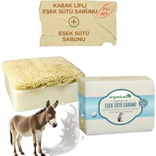 Rafta Organicsun 2'li Set Doğal Kabak Lifli Eşek Sütü Sabunu ve Lifsiz Eşek Sütü Sabunu