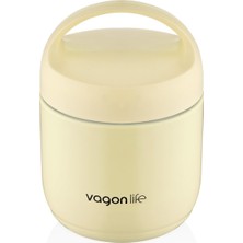 Rafta Vagonlife Bento 1200ML Lunchbox 1 Kaseli 4-6 Saat Sıcak/soğuk Termos Özellikli Çelik Sefer Tası Yemek Kutusu (Sarı)