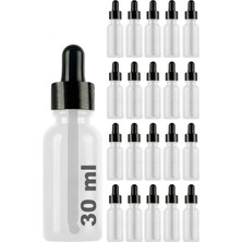 Rafta Afracam 30 ml Metal Kapaklı Damlalık Dropper Şişesi Serum 30 cc Cam Şişe 20 Adet (Siyah Lastik | Siyah Kapak, Şeffaf)