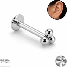 Rafta Üç Nokta Minimal Piercing Tragus Conch Flat Nostril Forward Helix Lobe Gümüş Rengi