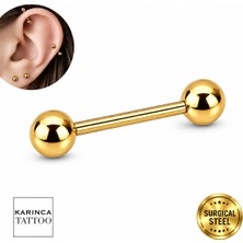 Rafta Straight Barbell Piercing Çubuk Düz Flat Helix Septum Genital Yanak Bridge Nipple Piercing Gold Renk 6 mm