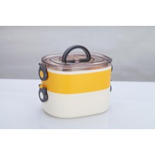 Rafta Beslenme Kutusu Iki Katlı - Paslanmaz Çelik - 1900ML Yeni Nesil Beslenme Kabı Lunch Box (Sarı)