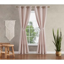 Groovy Dokulu Çiçekli Şal Desenli Üst Düzey Karartma Perdeler | 2 Panel ve 2 Perde Bağı | Gizlilik Perdeleri | Premium Gromet Başlığı | 96,52 cm x 243,84 cm | Pembe