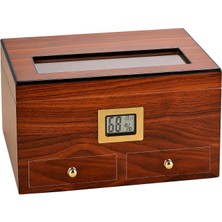 Rafta Camlı Sedir Ağacı Çekmeceli Humidor Puro Kutusu RC56