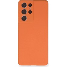 ENCO Samsung Galaxy S21 Ultra Kılıf Nano Içi Kadife Silikon - Turuncu