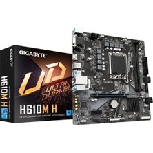Rafta Gıgabyte H610M H Anakart - Intel Core 14. Nesil Cpu'ları Destekler, 6+1+1 Hibrit Dijital Vrm, 5600 Mhz'e Kadar Ddr4 (Oc), 1xpcıe 3.0 M.2, Gbe Lan, USB 3.2 Gen 1