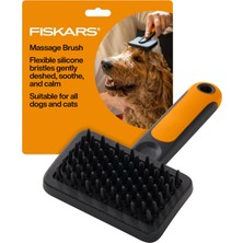 Rafta Fiskars Evcil Hayvan Masaj Fırçası, Kedi ve Köpek Fırçası, Esnek Silikon Kıllar ve Yumuşak Kavrama Sapı, Nazik Deshedding Için, 16,5 Cm, Turuncu/siyah
