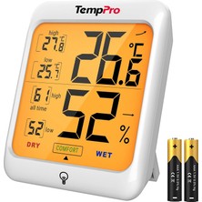 Rafta Thermopro TP53 Dijital Termometre Higrometre Iç Mekan Sıcaklık ve Nem Ölçer Dokunmatik Aydınlatmalı Oda Ortamı Için Profesyonel Termo-Higrometre
