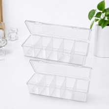 Rafta Poomy 5 Bölmeli Şeffaf Düzenleyici Kutu, Kapaklı Çok Amaçlı Organizer; Takı, Makyaj, Ofis, Aksesuar ve Dikiş Malzemesi Kutusu, 28X6 cm