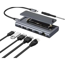 Rafta Usb-C Hub M.2 Nvme SSD Yuvası ile 6'sı 1 Arada Docking Station