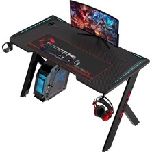 Rafta Gameon Hawksbill Serisi Rgb Akıcı Işıklı Oyun Masası (Boyut: 120-60-72 Cm), (800×300×3 mm - Fare Altlığı), Kulaklık Askısı ve Bardak Tutacağı Dahil - Siyah