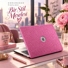Rafta MacBook Air Kılıf 13.6 Inç M2 M3 M4 Uyumlu Premium Simli Kaplama Tpu Sert Koruma Ince Hafif Parlak Yüzey Glitter Hardcase Darbe Önleyici Tasarım USB C Adaptör Hediyeli Açık Pembe