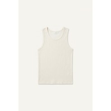 Rafta DEFACTO%100 Pamuk Slim Fit Bisiklet Yaka Fitilli Ribana Bej Atlet E0446AX26SM