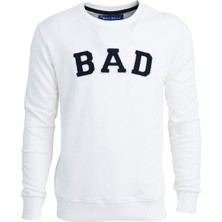 Rafta Bad Bear Bisiklet Yaka Uzun Kollu Cepsiz Nakışlı Normal Kalıp Beyaz Erkek Sweatshirt Xl
