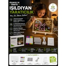 Rafta LED Işıklı Akrilik Yazı ve Çizim Panosu – 7 Renk Kalemli, Silinebilir, USB Güçlü Dekoratif Dıy Çizim Tahtası