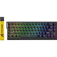 Rafta Attack Shark X68 He 60% Gaming Klavye – Manyetik Switch, 8000Hz Rapid Trigger, 0.01MM Hassasiyet, Ayarlanabilir Tetik, Rgb Aydınlatma, Snap Tap, Kablolu, Pc/mac Uyumlu (Black)