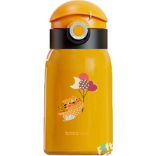 Rafta Vagonlife Cocosmile Özel Kutulu Kılıflı 470 ml Pipetli Çelik Termos -Boyun Askılı- 4 Farklı Model Cskılıflı Sarı