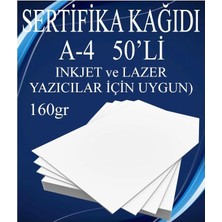 Rafta A4 Sertifika Kağıdı Kalın 50 Adet Gramajlı Fotokopi Kağıdı 160 gr Tüm Yazıcılara Uyumlu 21X29.7 cm Kalın Baskı Kağıdı