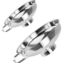 Rafta Mallart® 2'li Paslanmaz Çelik Geniş Ağızlı Kavanoz Hunisi Seti - 11 cm ve 15 cm Kulplu Reçel Turşu Bakliyat Aktarma Hunisi