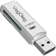 Rafta Veggieg USB 2.0 Sd ve Micro Sd Hafıza Kart Okuyucu Beyaz
