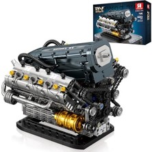 Rafta V6 Yetişkinler Için Motor Yapı Taşı Setleri 33013 Mekanik Yapı Oyuncak V6 Motor Modeli Kiti Teknik Motor Yetişkinler Için Hediye, Ev Ofis Için Sanat Dekoru (1268 Adet)