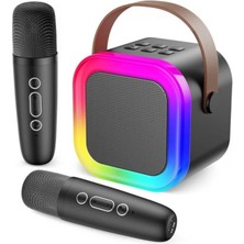 Rafta Taşınabilir Çocuk Karaoke Seti, Bluetooth Hoparlör ve Mikrofon ile LED Işıklı Eğlence