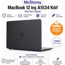 Rafta Mcstorey MacBook 12 Inç Kılıf A1534 Uyumlu | Mat Sert Koruyucu Kapak Hard Case | Ince Hafif Laptop Kılıfı Siyah (2015-2017) Siyah