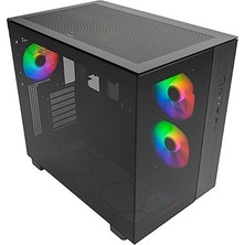 Rafta Montech King 65 Pro Atx Mid Tower Oyun Bilgisayarı Kasası, Çift Hazne, Yüksek Hava Akışı File Paneller, Rtx 40 Serisini Destekler, Önceden Yüklenmiş 3 Argb Fan, Aletsiz Erişim, Renkli Cam, Siyah