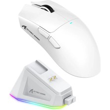 Rafta Attack Shark X11 Kablosuz Gaming Mouse – Manyetik Şarj Istasyonlu, Pixart PAW3311 Sensör, 22000 Dpı, Bt/2.4g/kablolu Üçlü Mod, Ofis ve Oyun Için Uygun, Windows/xbox/ps/mac Uyumlu – White