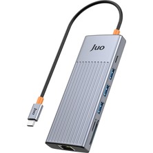 Rafta Juo Type-C 9 Portlu 4K 60Hz HDMI Gigabit Ethernet Dönüştürücü Sd Microsd Kart Okuyucu 100W Pd 3*usb 3.2 Çoklayıcı Hub