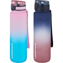 Rafta Uzspace 2'li Tritan Matara Seti 1000ML Büyük Boy Çift Renk Softtouch Ff Collection Tritan Su Matarası Pembeyeşil-Lacivertkırmızı