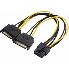 Rafta Sanec 2x Sata Power Kablo To 8 Pin (6+2) Pci-E Dönüştürücü Güç Kablosu