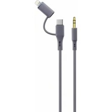 Rafta GA77 Araç Silikon Ses Kablosu 2in1 Type-C 3.5mm Kulaklık Lighting Tüm iPhone ile Uyumlu 100 cm Uzunluk (2in1)