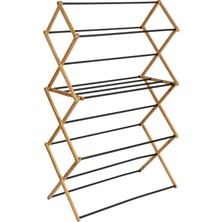 Rafta Household Essentials Bambu Katlanır Elbise Kurutma Rafı, 14 Kaplamalı Metal Dübelli Lüks Çamaşır Rafı